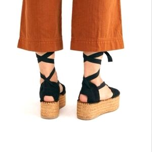 Free People Women's Black Espadrille Wedge Sandals